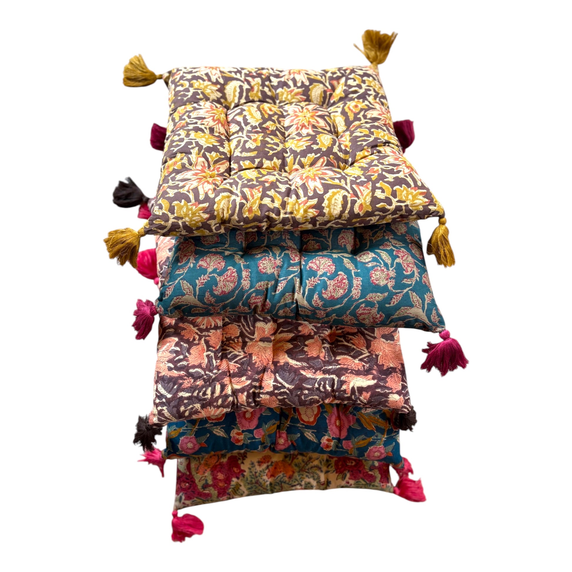 Block print cotton seat pads