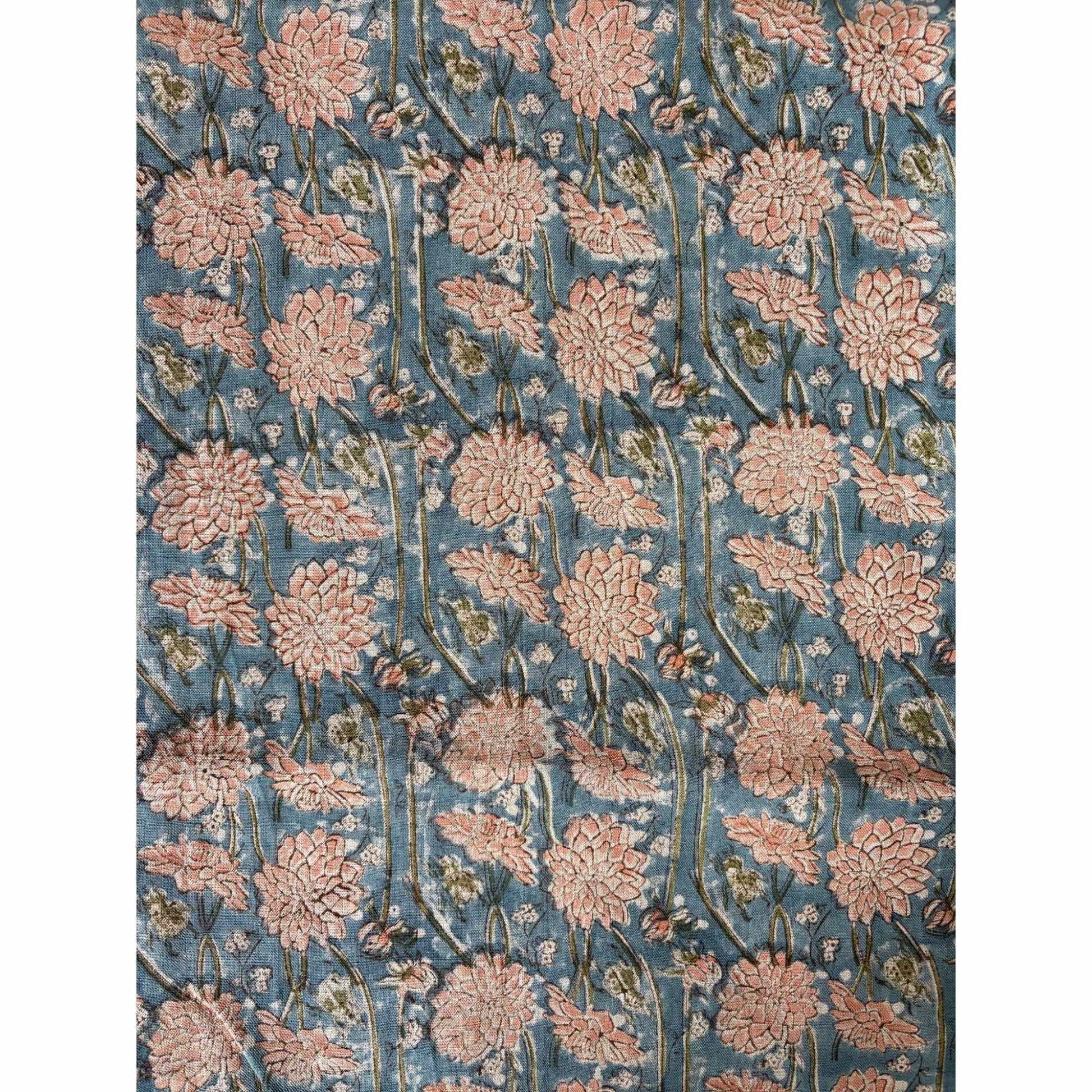 Floral tablecloth in pinks and blues