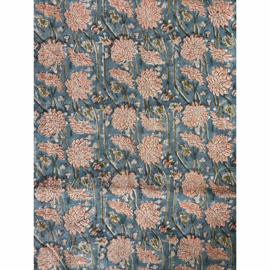 Floral tablecloth in pinks and blues