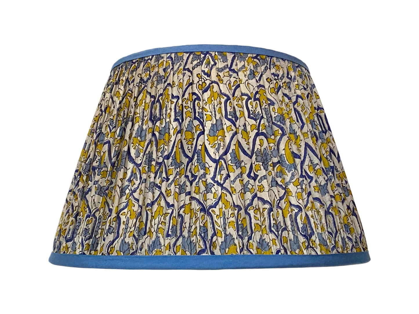 Blue and yellow silk lampshade 35cm