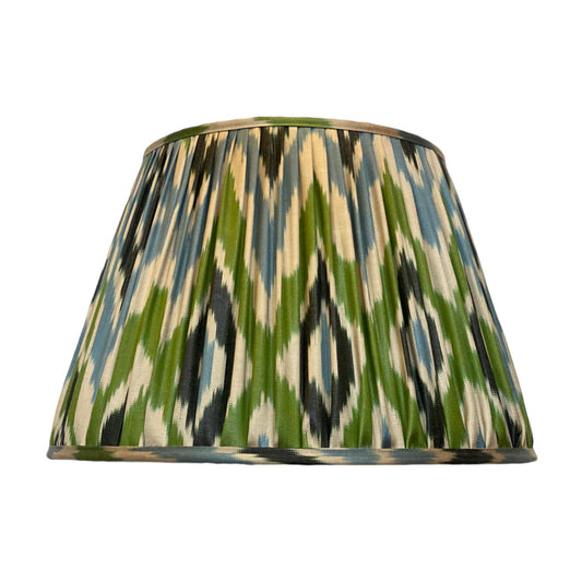 Blue and green ikat silk lampshade