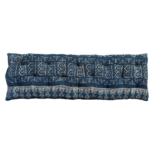 Blue kantha bench cushion