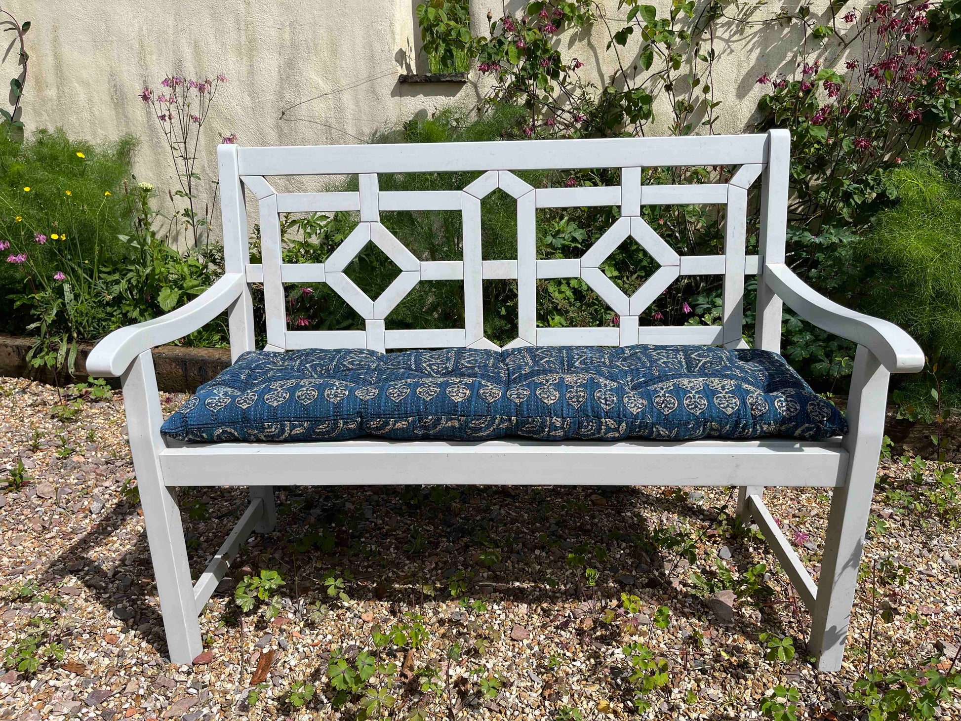 Blue kantha bench mattress