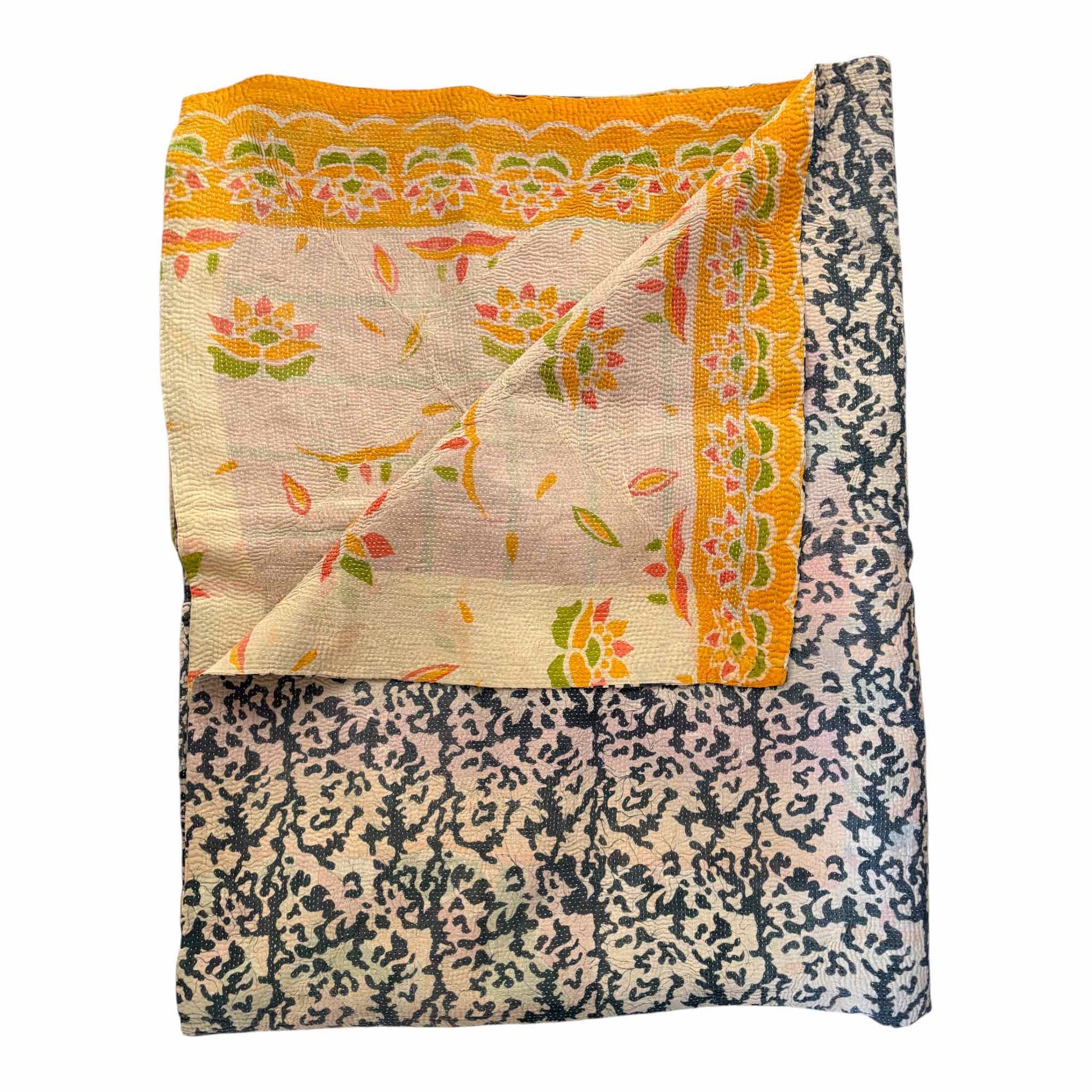 Ink blue kantha qiult