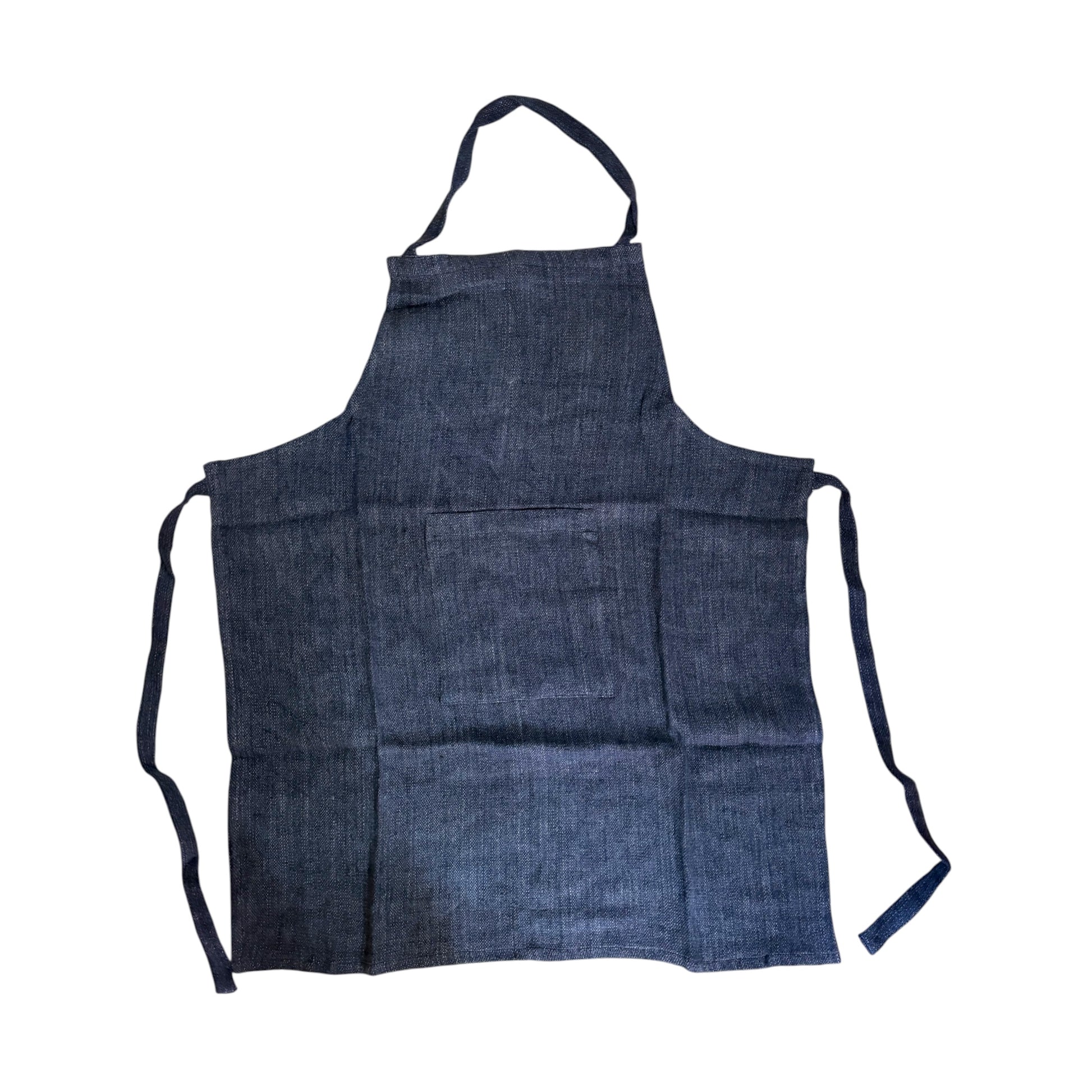 Blue linen apron