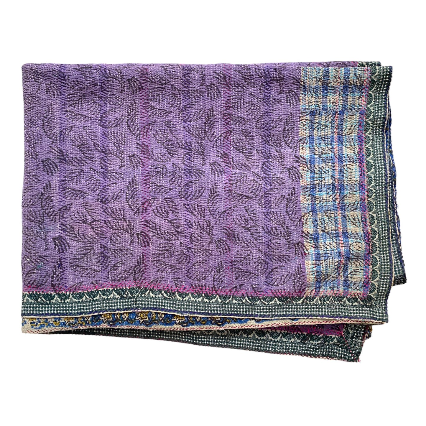 Block printed kantha quilt