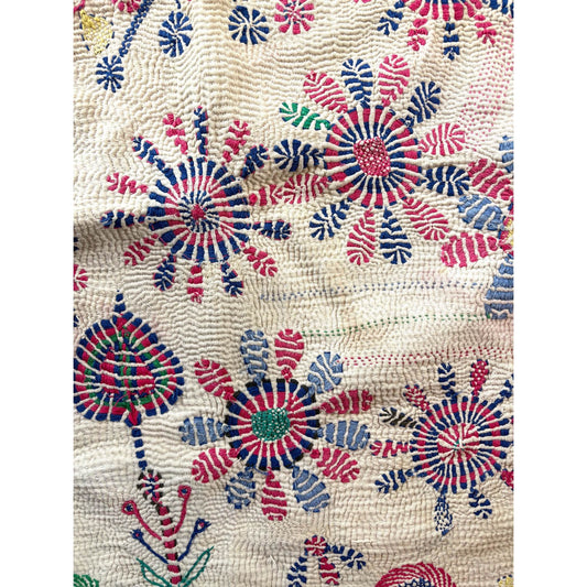 close up of baby nakshi kantha quilt