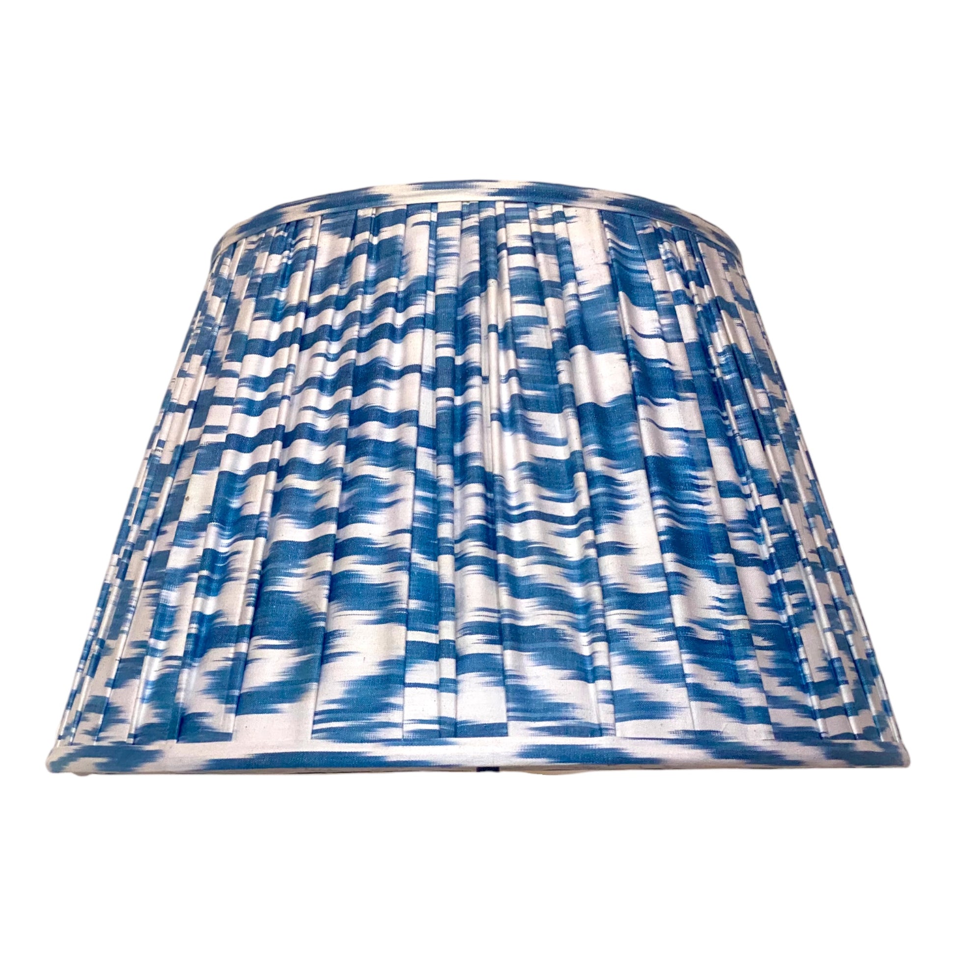 Blue and white ikat silk lampshade