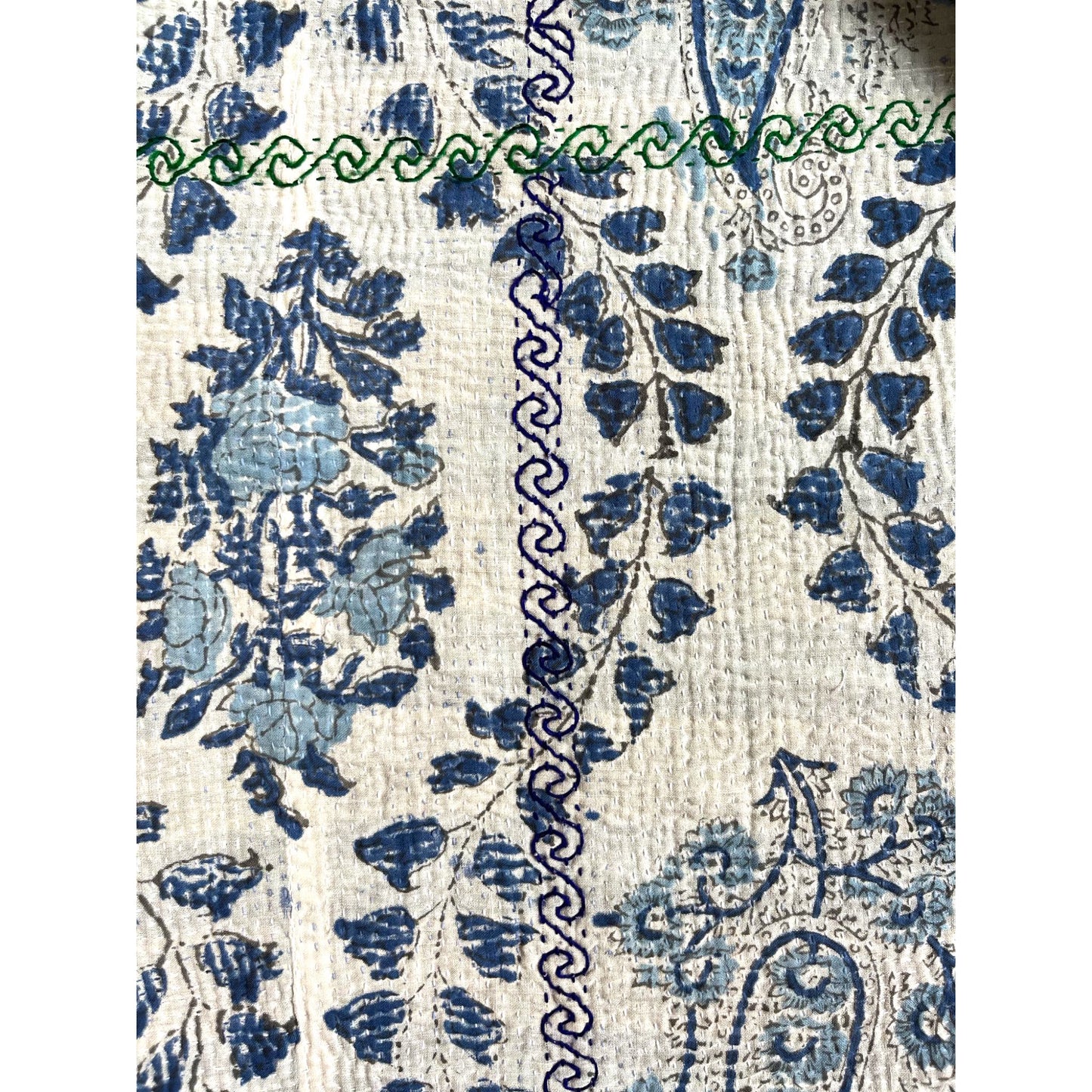 Block print kantha blue