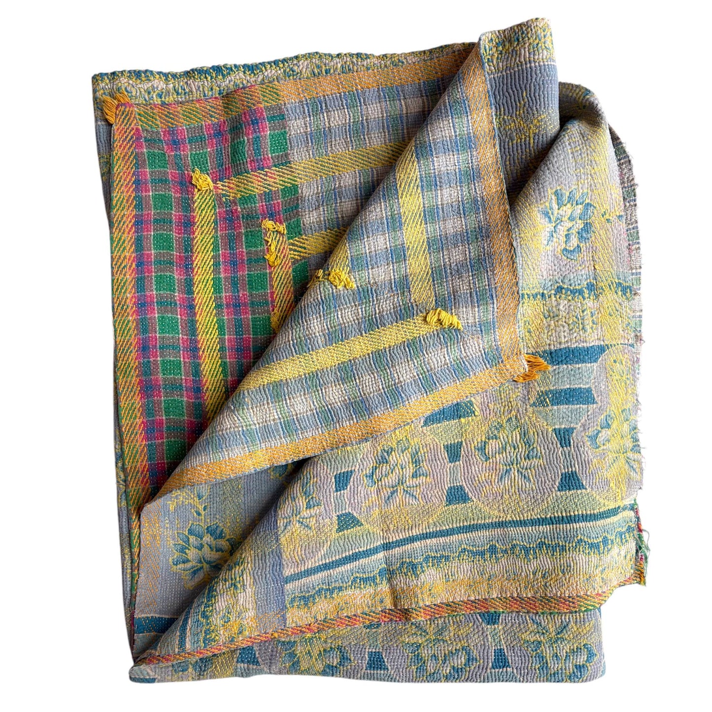 Blue vintage kantha quilt