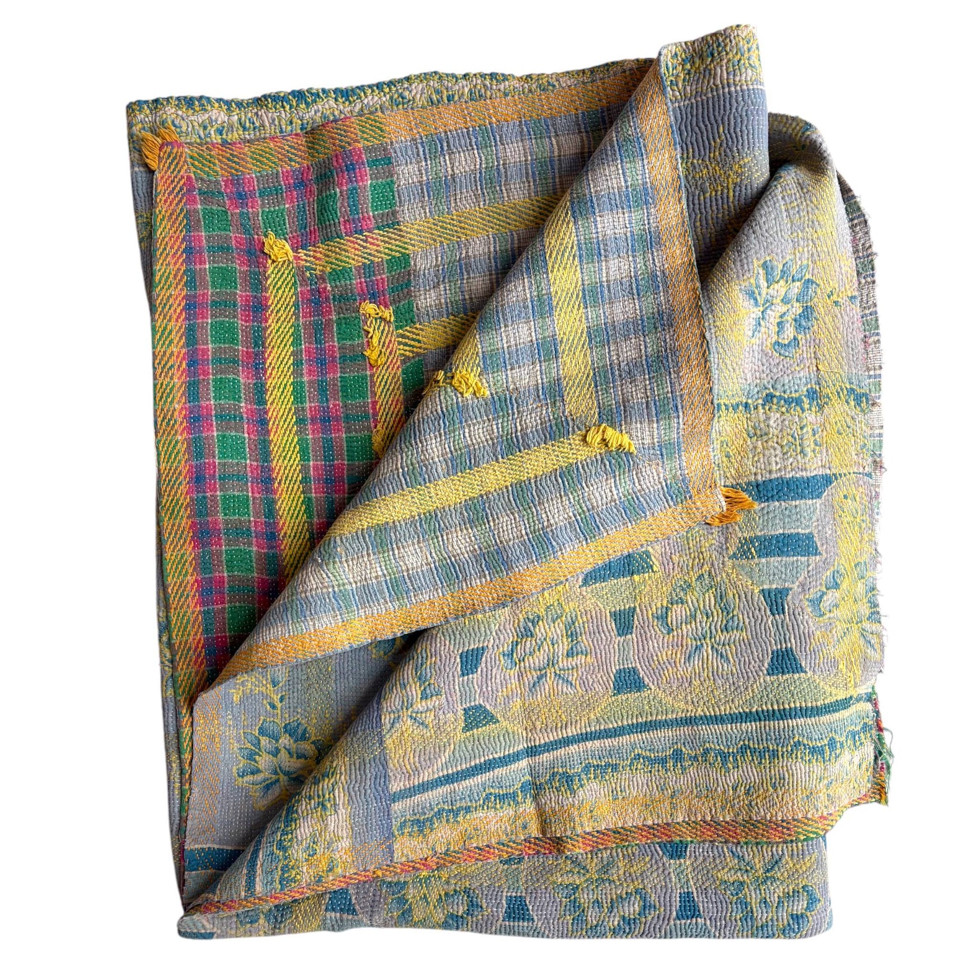 Blue vintage kantha quilt