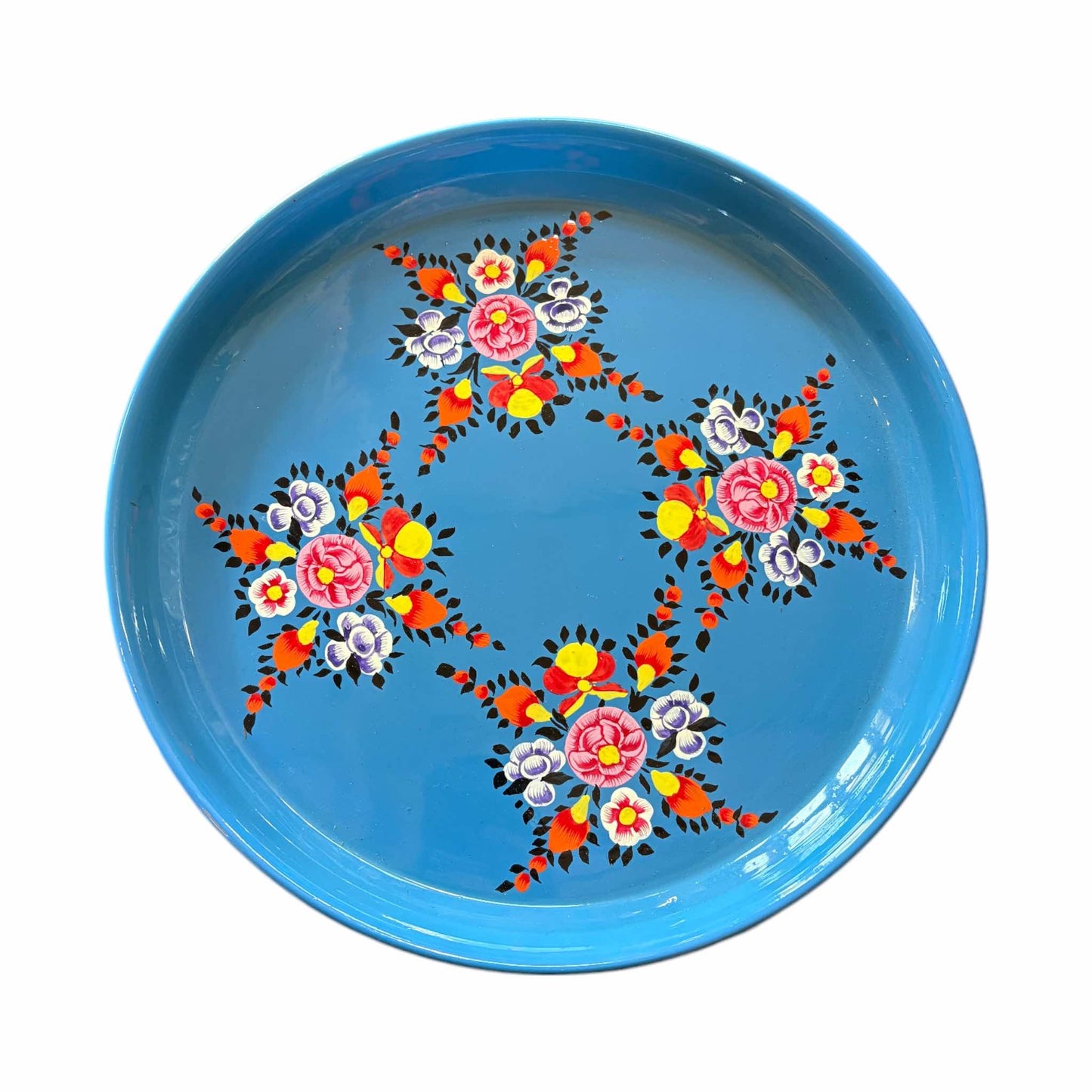 Bright blue enamel tray