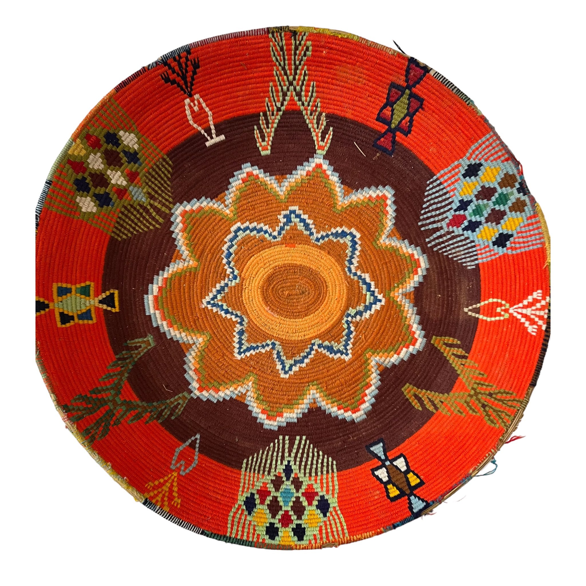 Small cobalt blue, pink and white Berber Basket main image 1