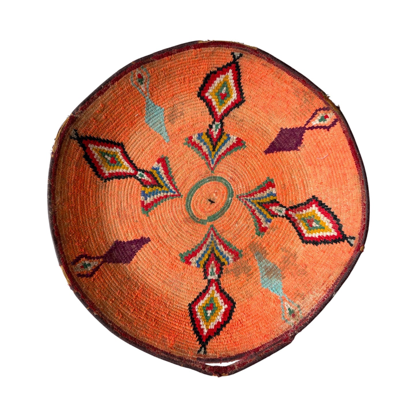 Bright orange vintage berber basket