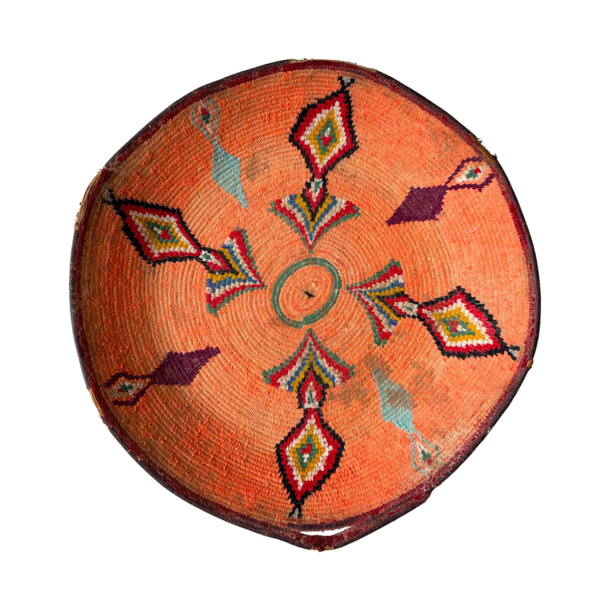 Bright orange vintage berber basket