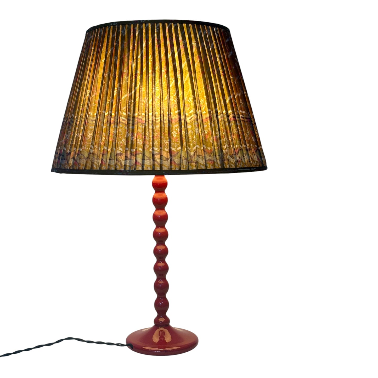 Silk sari lampshade on bubble lamp