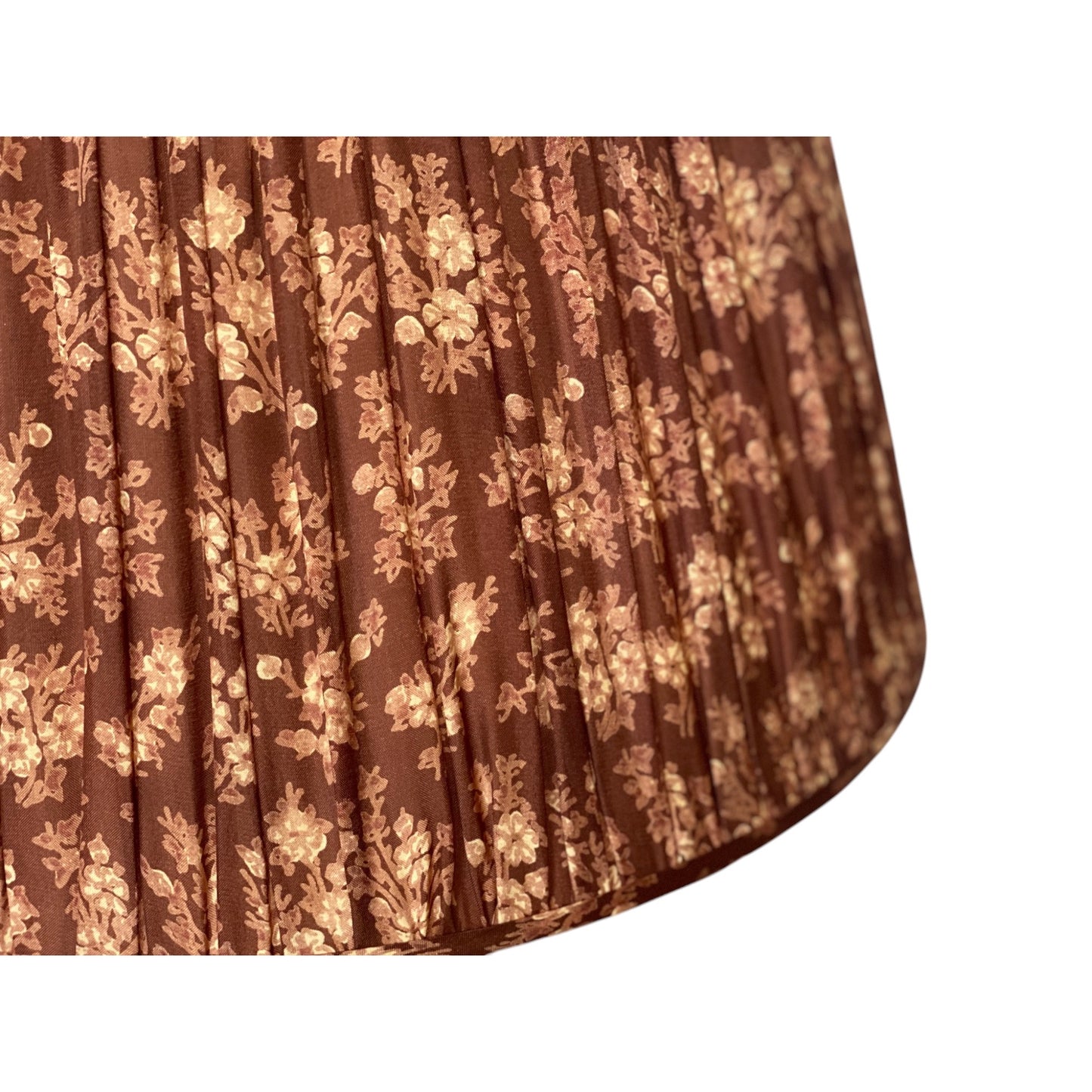 Brown paisley silk lampshade close up