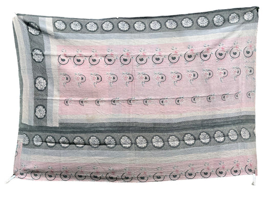 Charcoal and pink kantha quilt