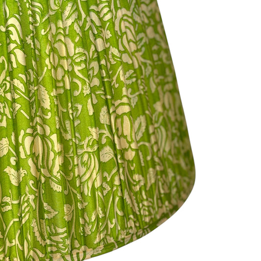 Grass green lampshade close up