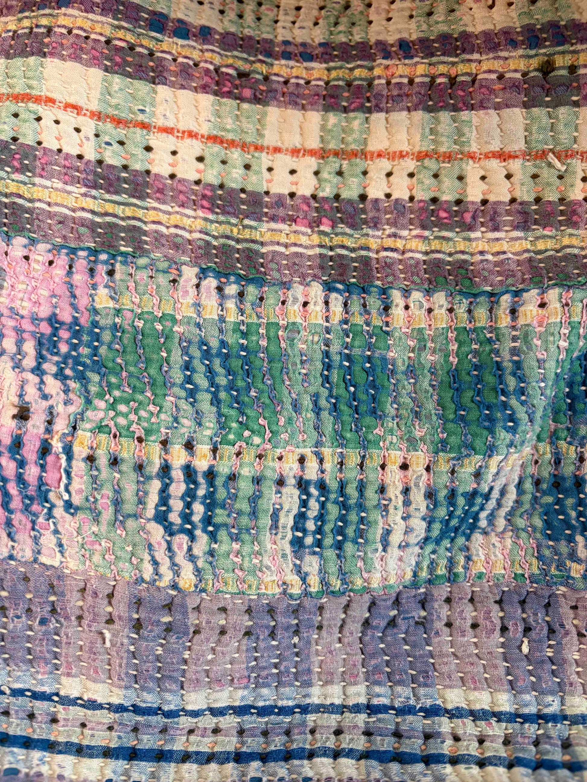 close up patchwork kantha