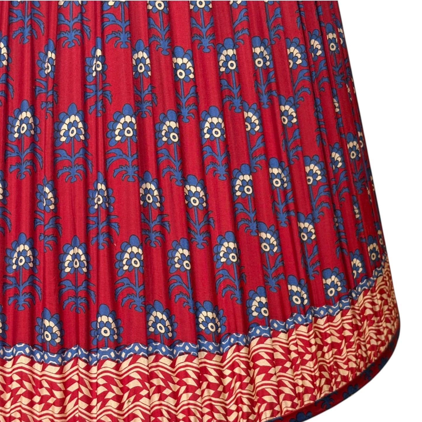 Close up of scarlet paisley lampshade 50cm