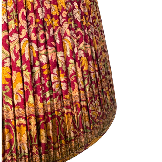 close up carmine sari lampshade