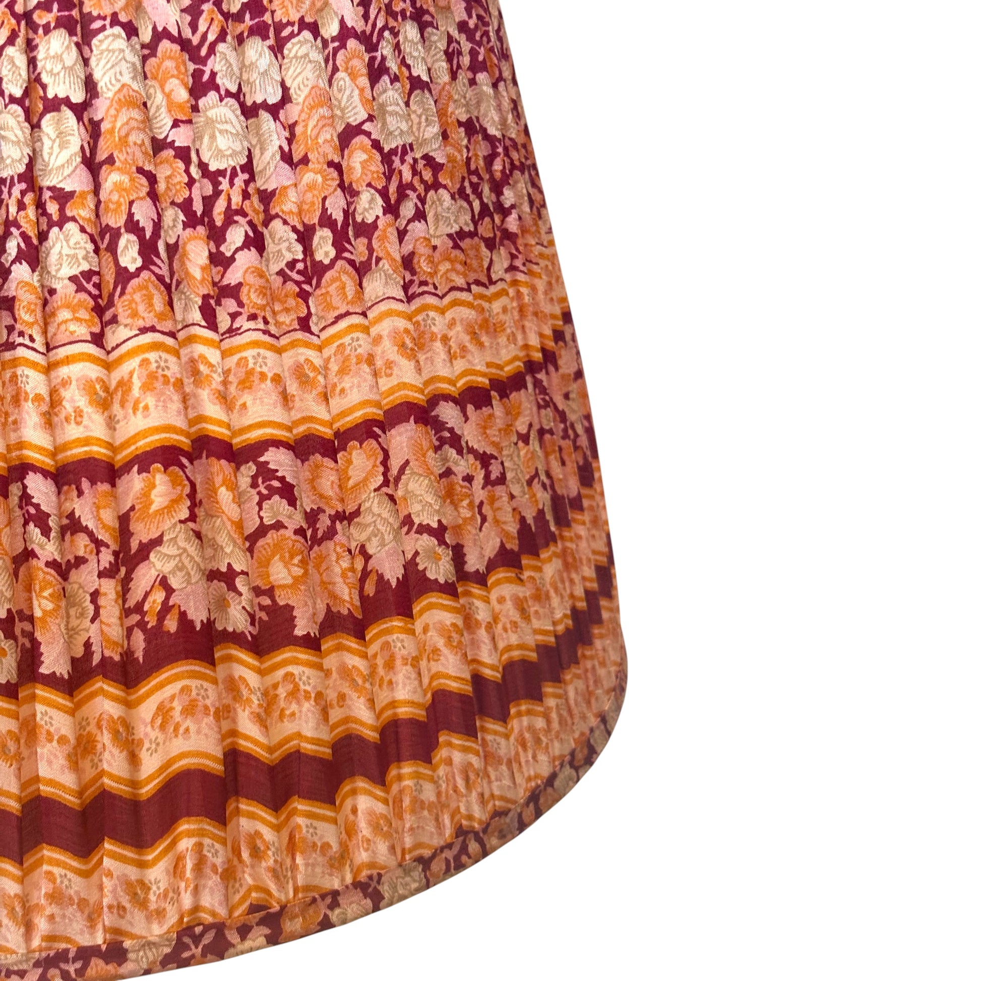 claret and terracotta sari lampshade close up