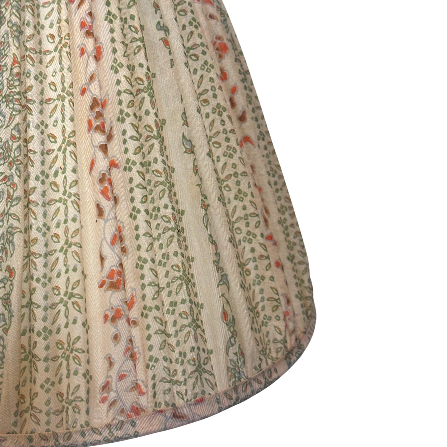 Cream vintage silk sari lampshade close up