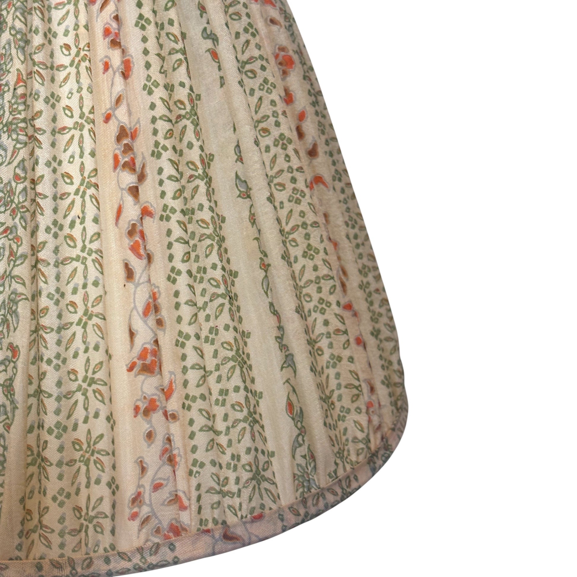 Cream vintage silk sari lampshade close up