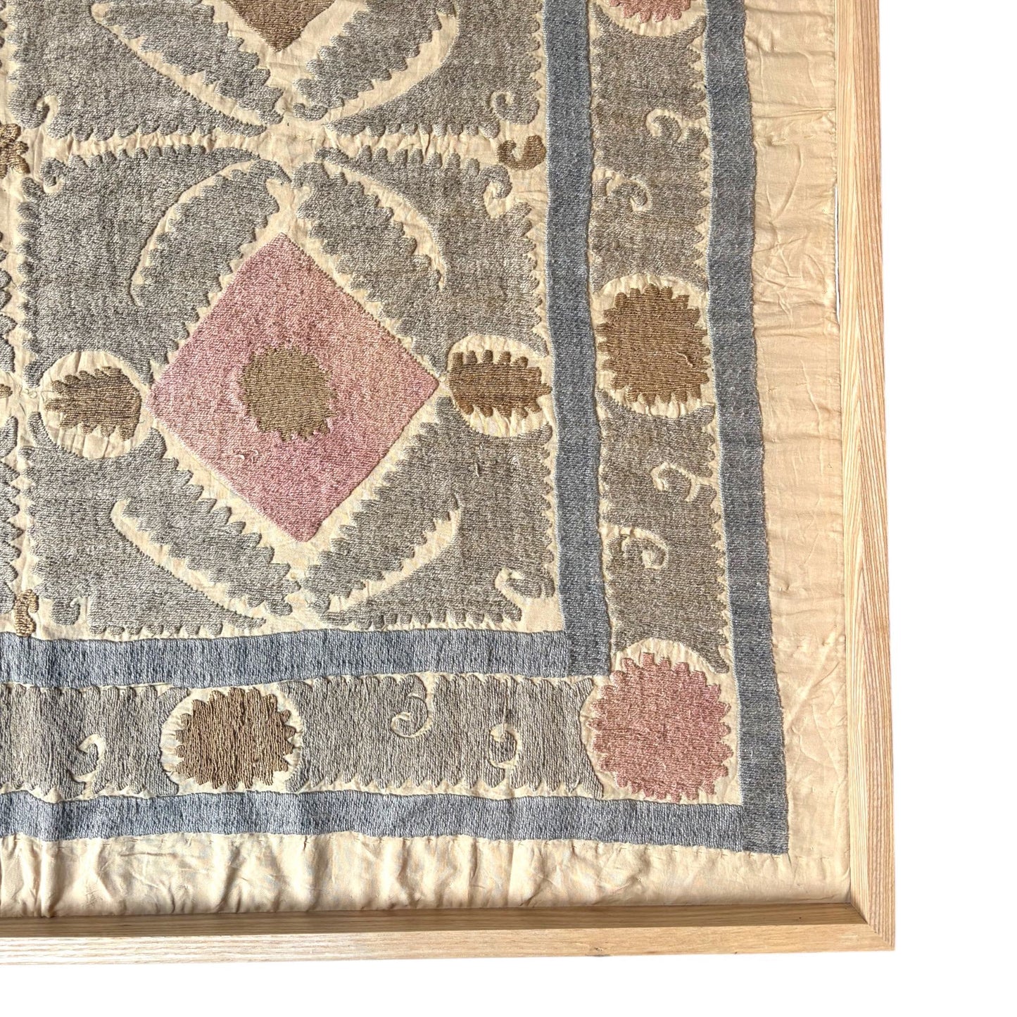 Close up of framed Suzani
