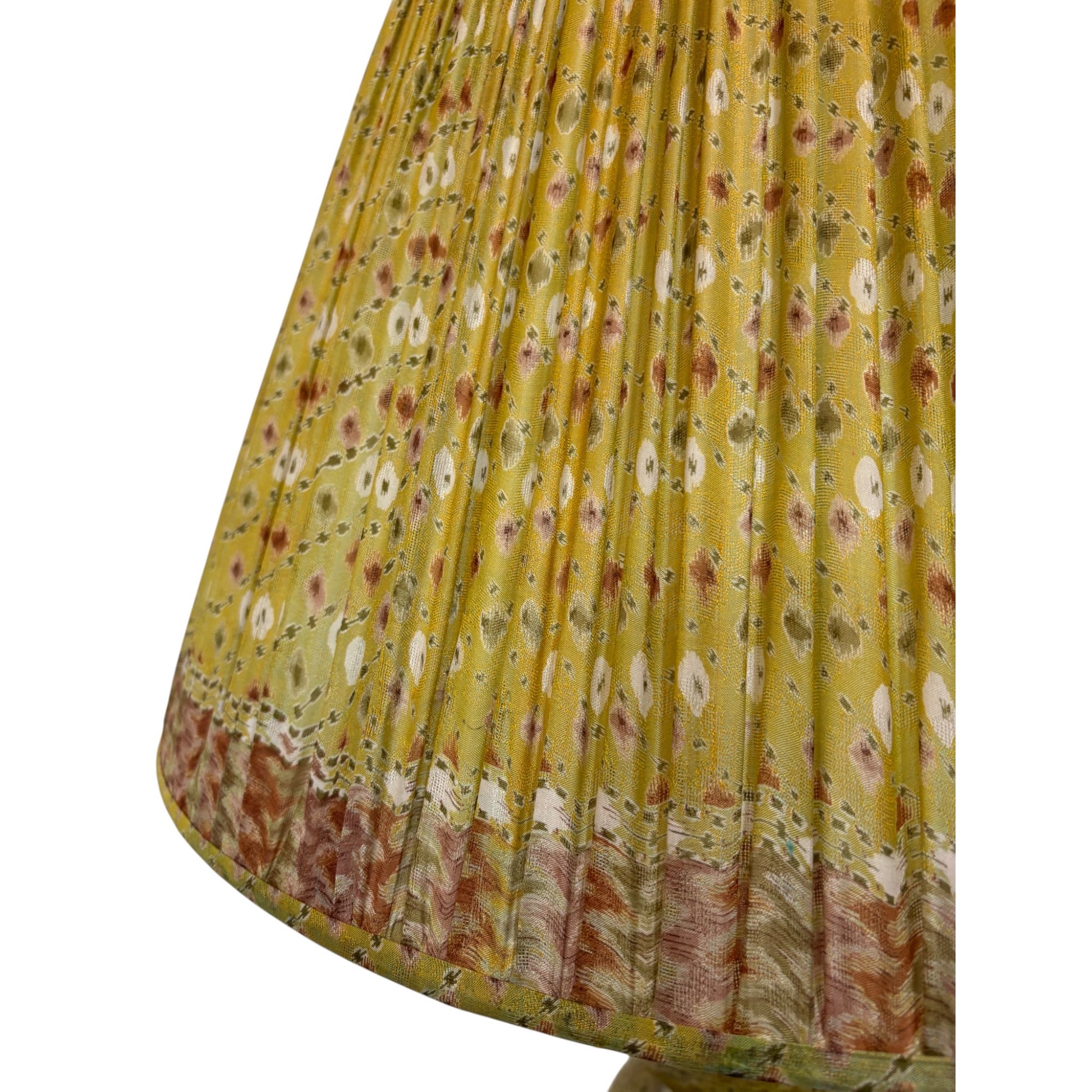 close up of acid green sari lampshade