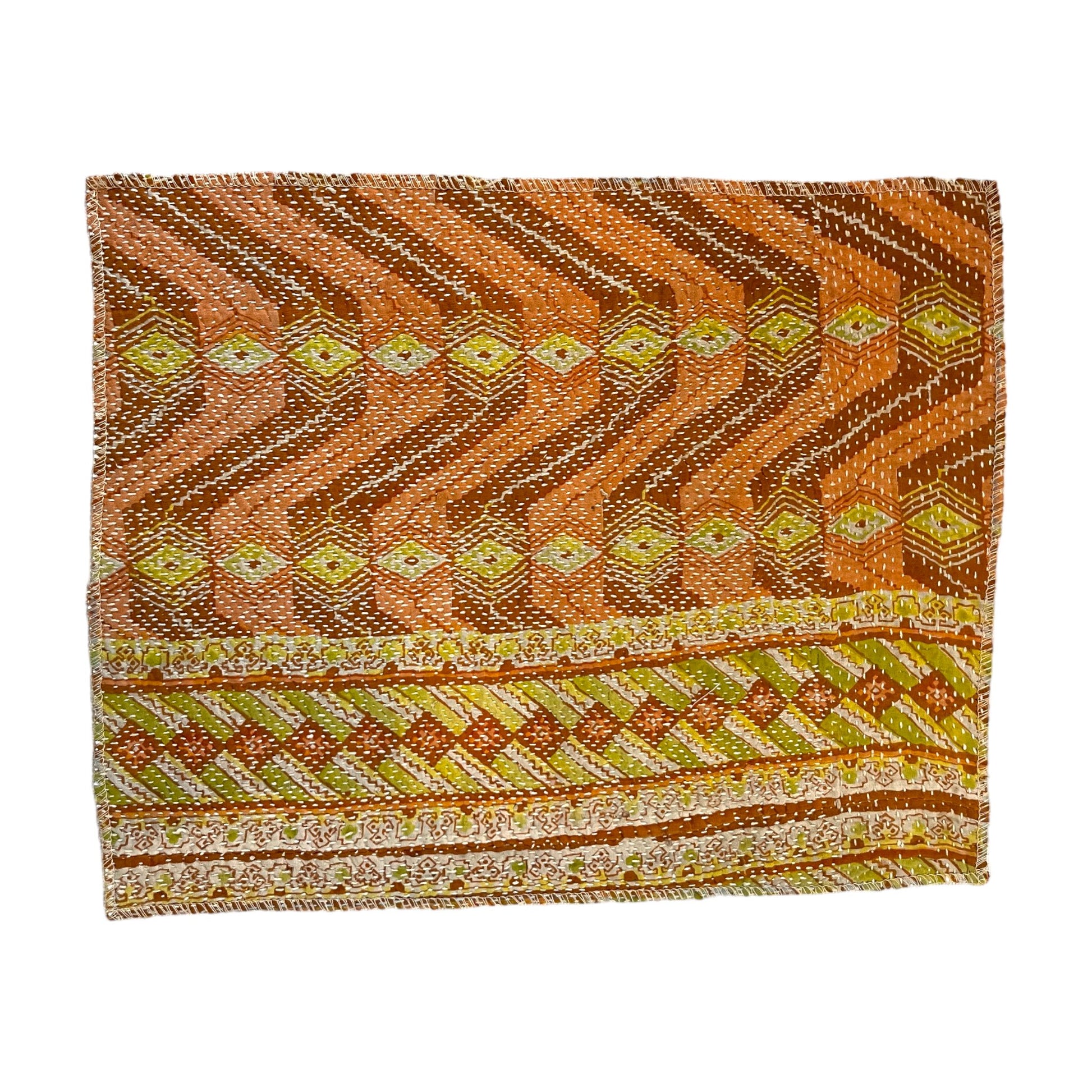 Coral vintage kantha placemat