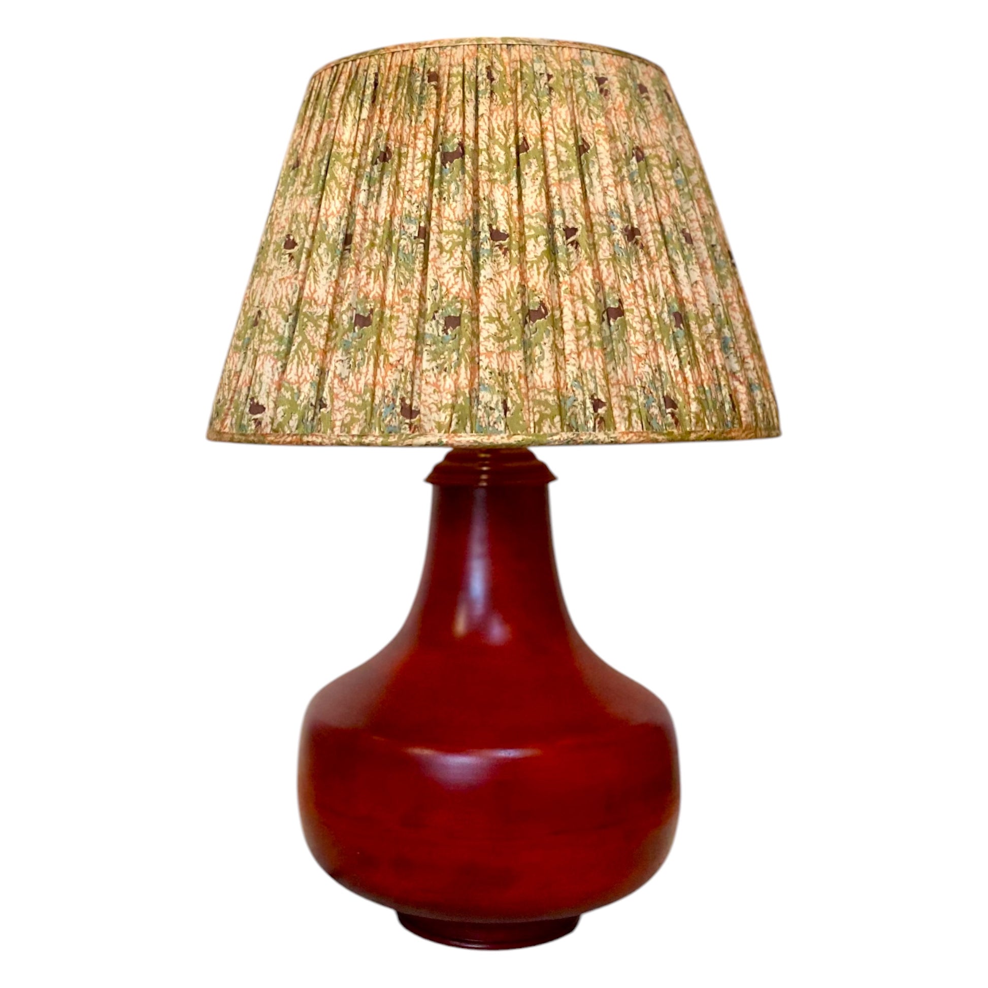 Coral and seaweed silk lampshade on Priyanika lamp