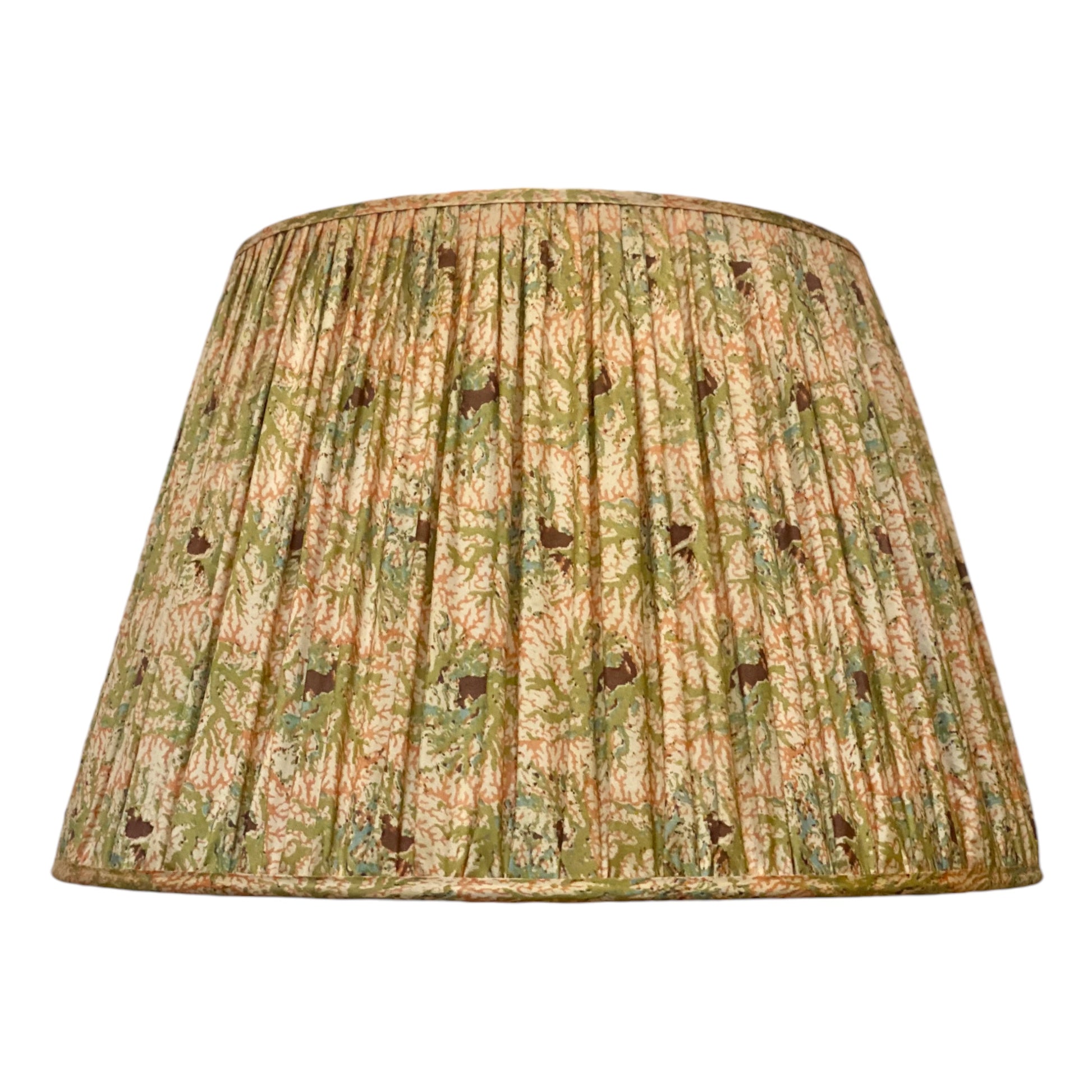 Coral and seaweed silk sari lampshade