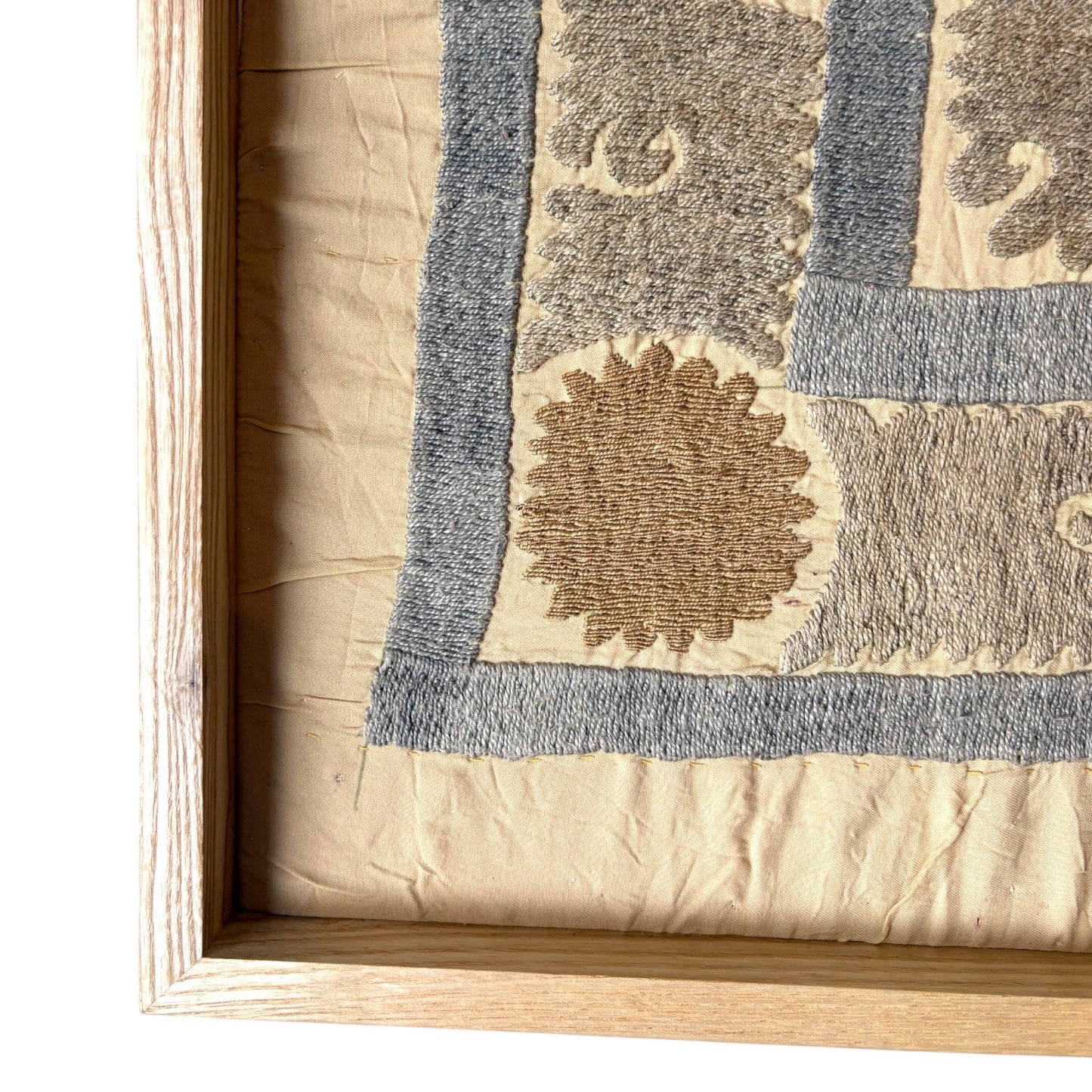 Corner of framed suzani