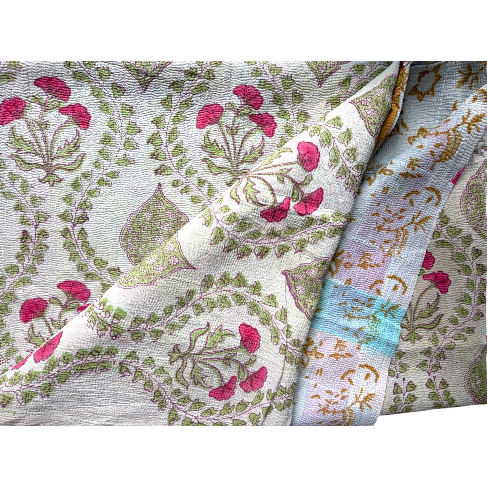 Moghul block print kantha quilt
