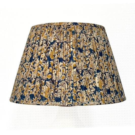 Denim and ochre kalamkari lampshade