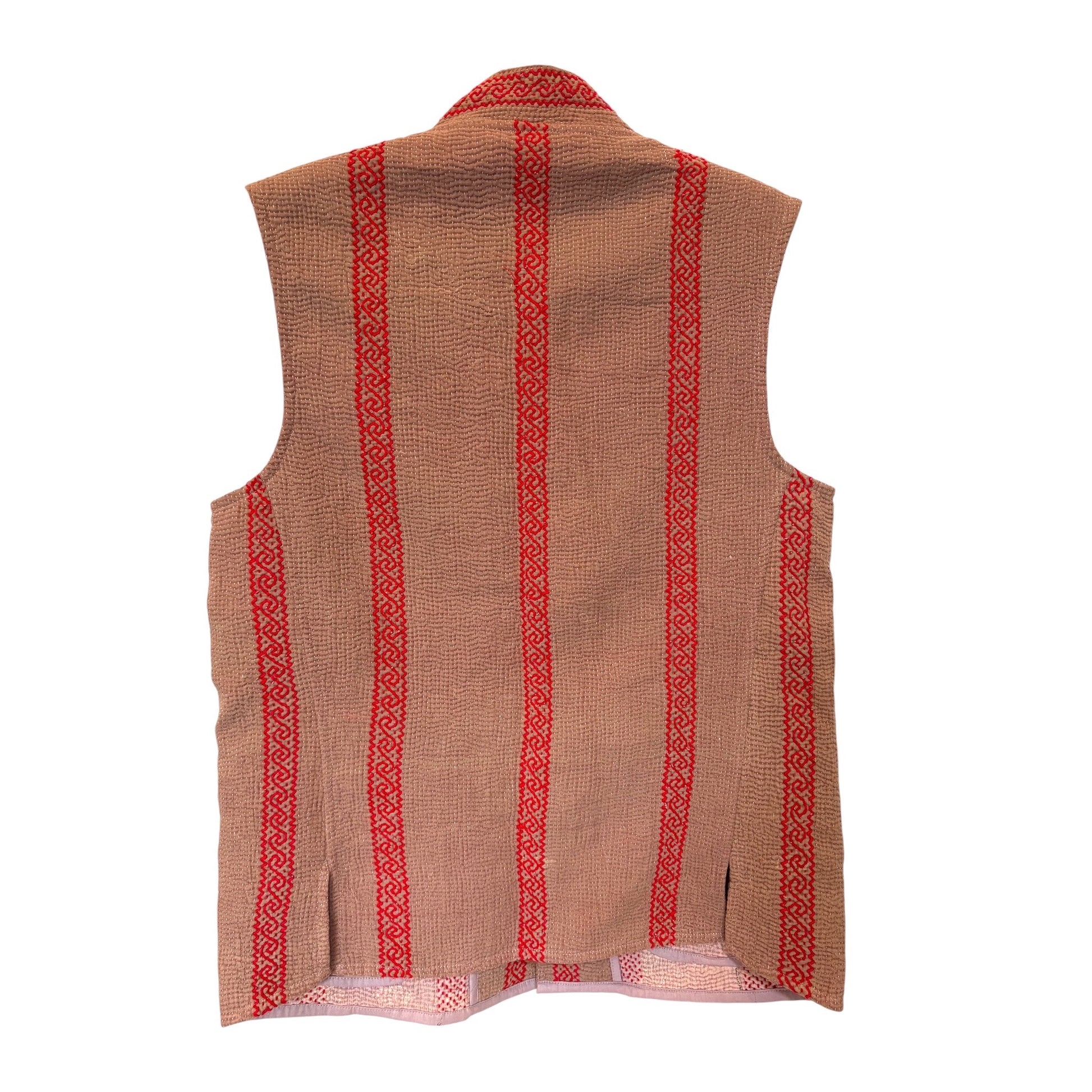 Mens kantha gilet dirty pink back