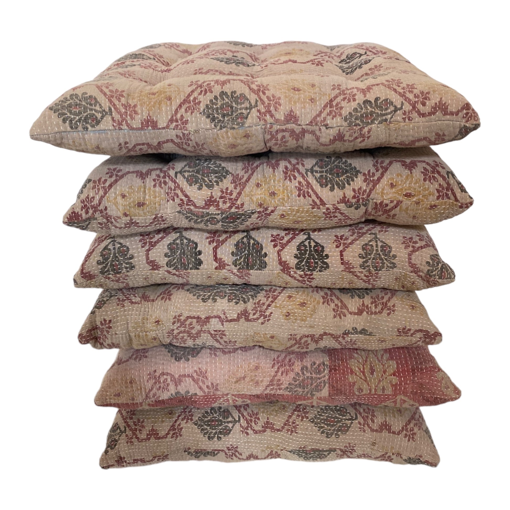 Dusty pink kantha seat pads