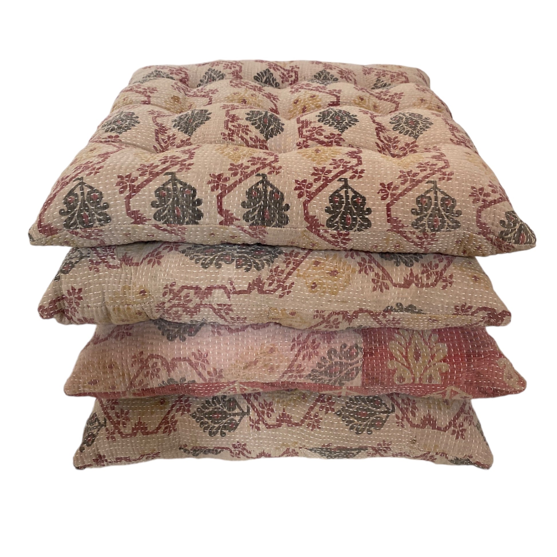 Dusty pink kantha seat cushion set