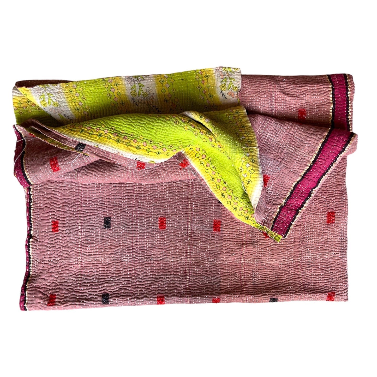 Pink kantha quilt