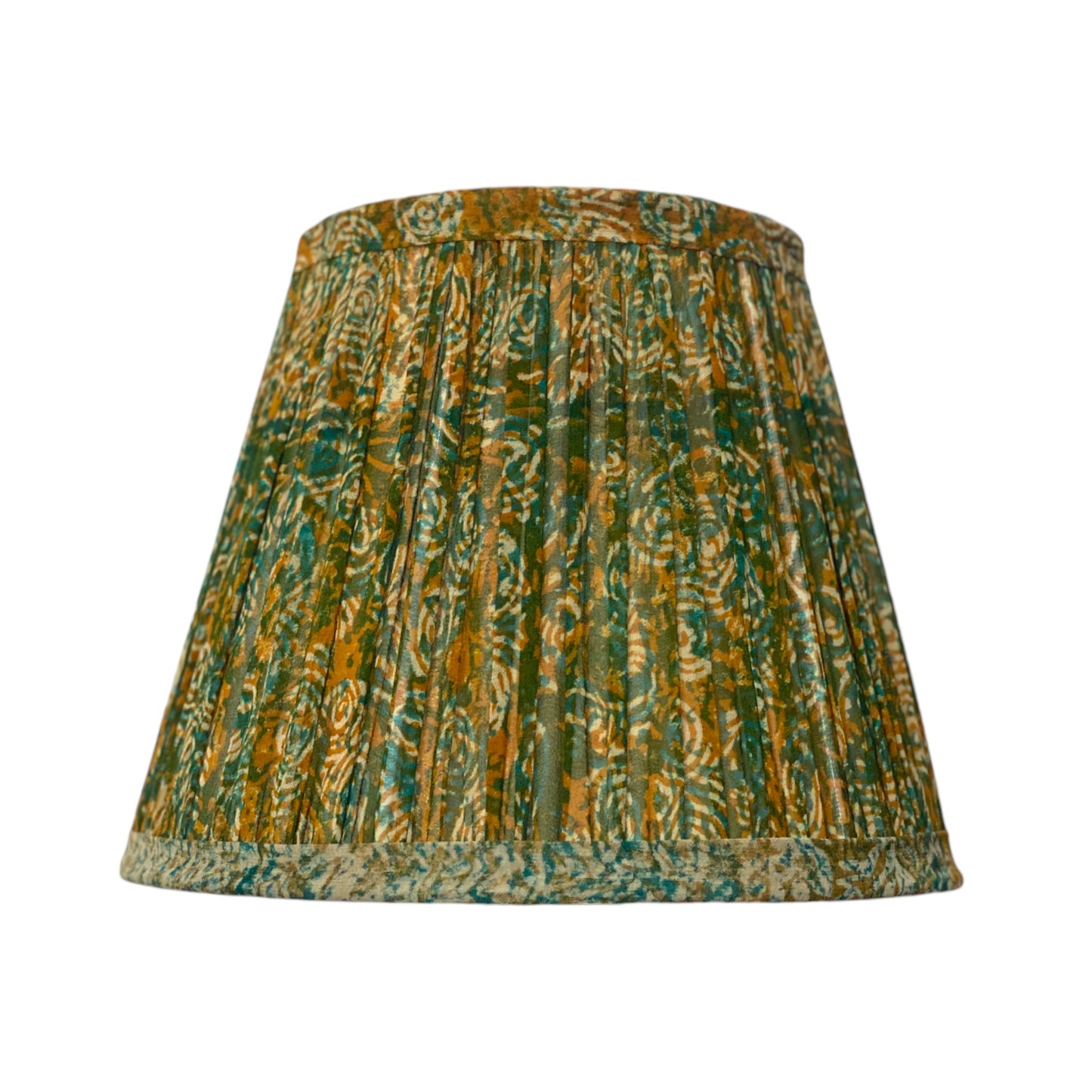 Emerald and ochre silk sari lampshade