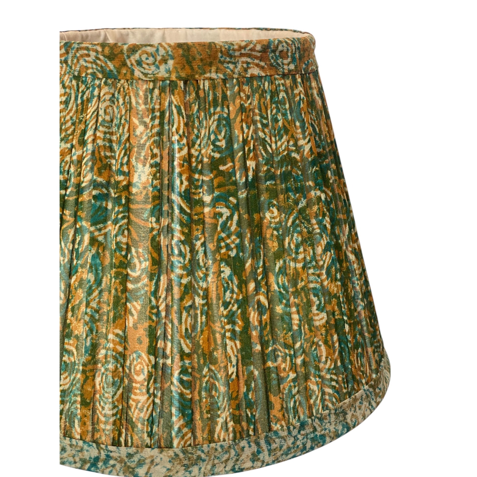 Emerald and ochre silk sari lampshade