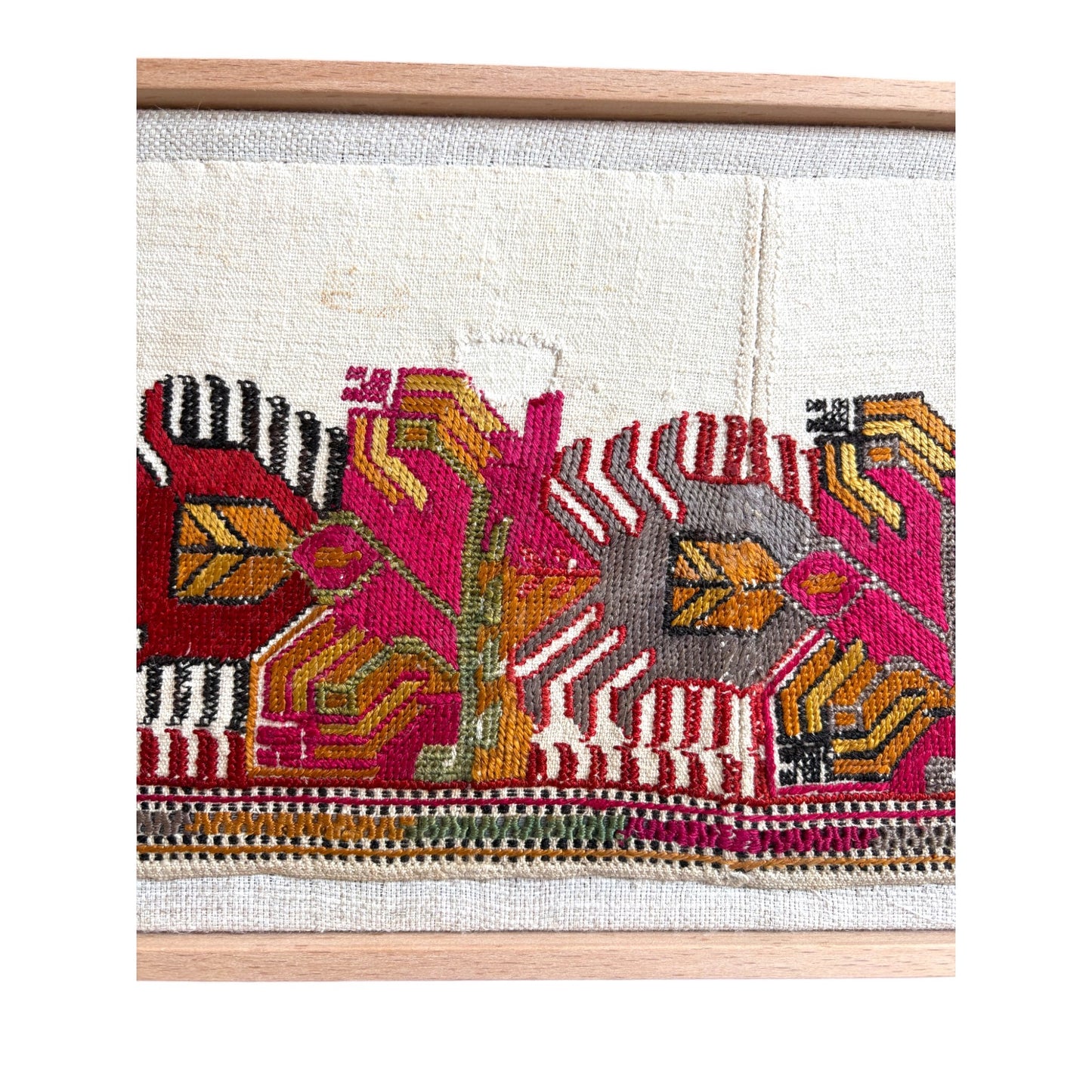 Framed vintage Ottoman textile fragment