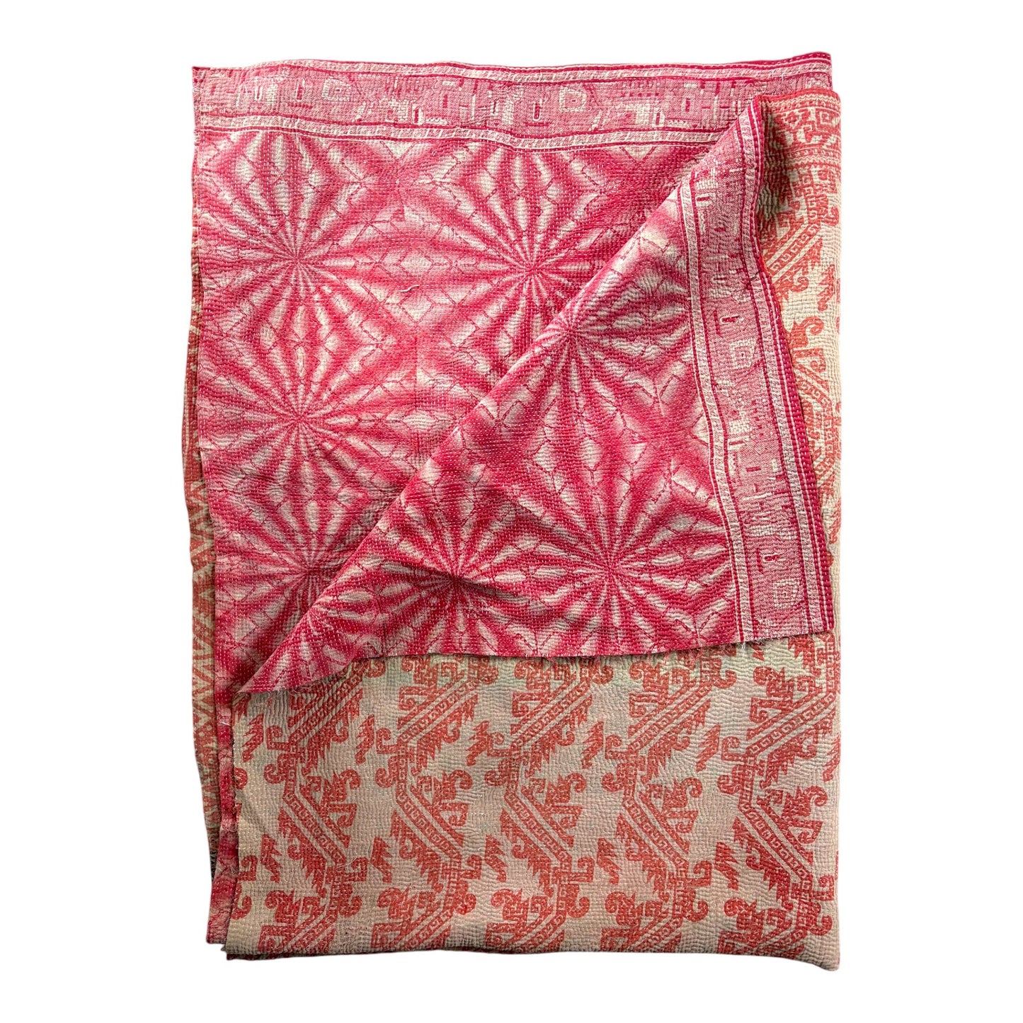 Red vintage kantha quilt