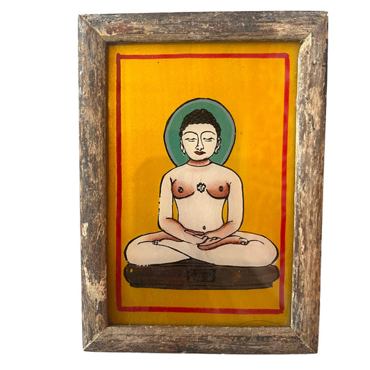 Indian faces glass painting yoga pose