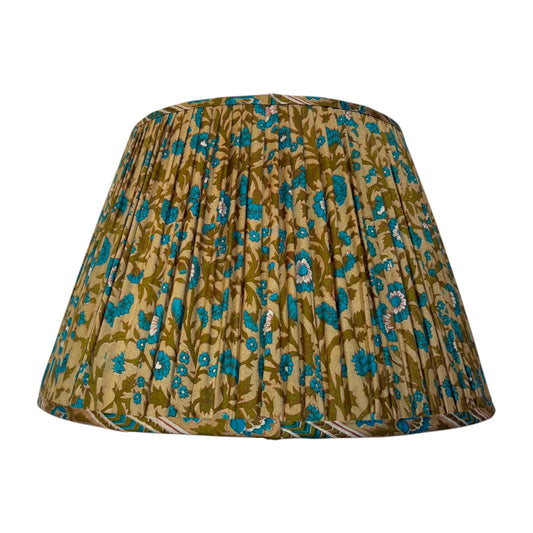 Handmade Green and Blue Paisley Gathered Silk Lampshade