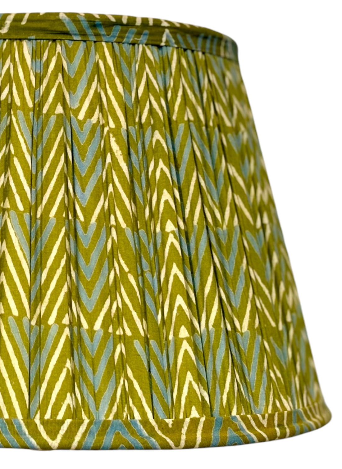Green chevron cotton lampshade close up