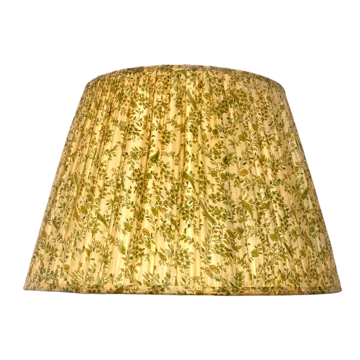 Vintage silk sari lampshade in green and cream