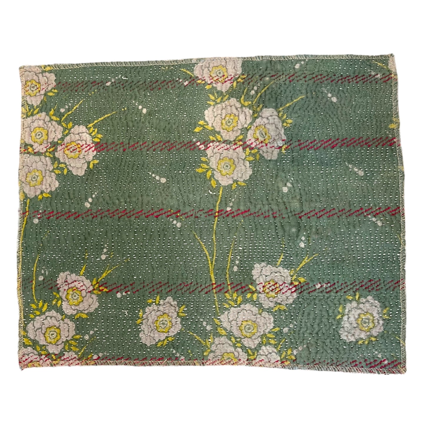 Green kantha placemat